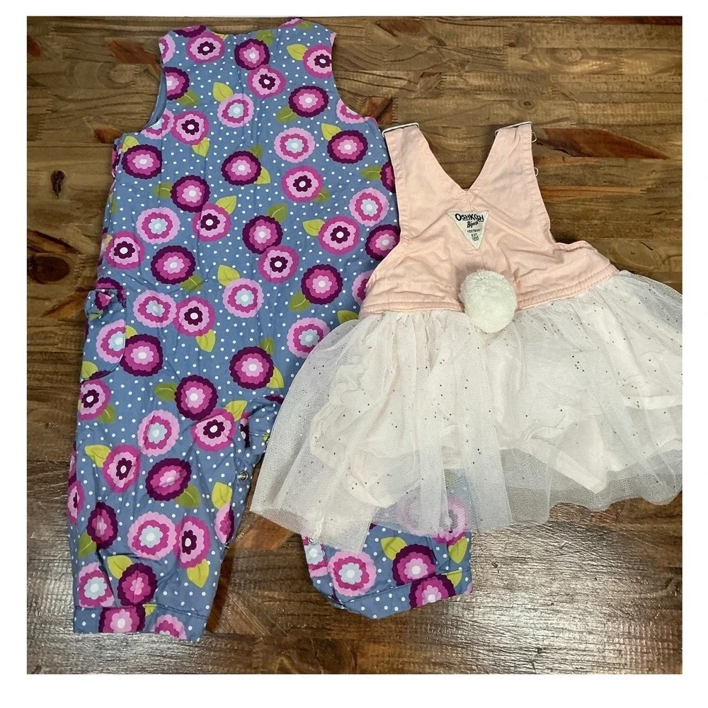Gymboree OshKosh Romper Dress Baby Girls 12M Pink Blue Floral Bunny Tutu Bundle